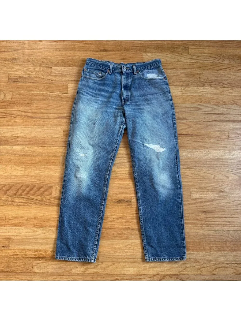 Levi's Vintage 90's 550 MiUSA s Destroyed & Repaired Light Wash Jeans 34/32
